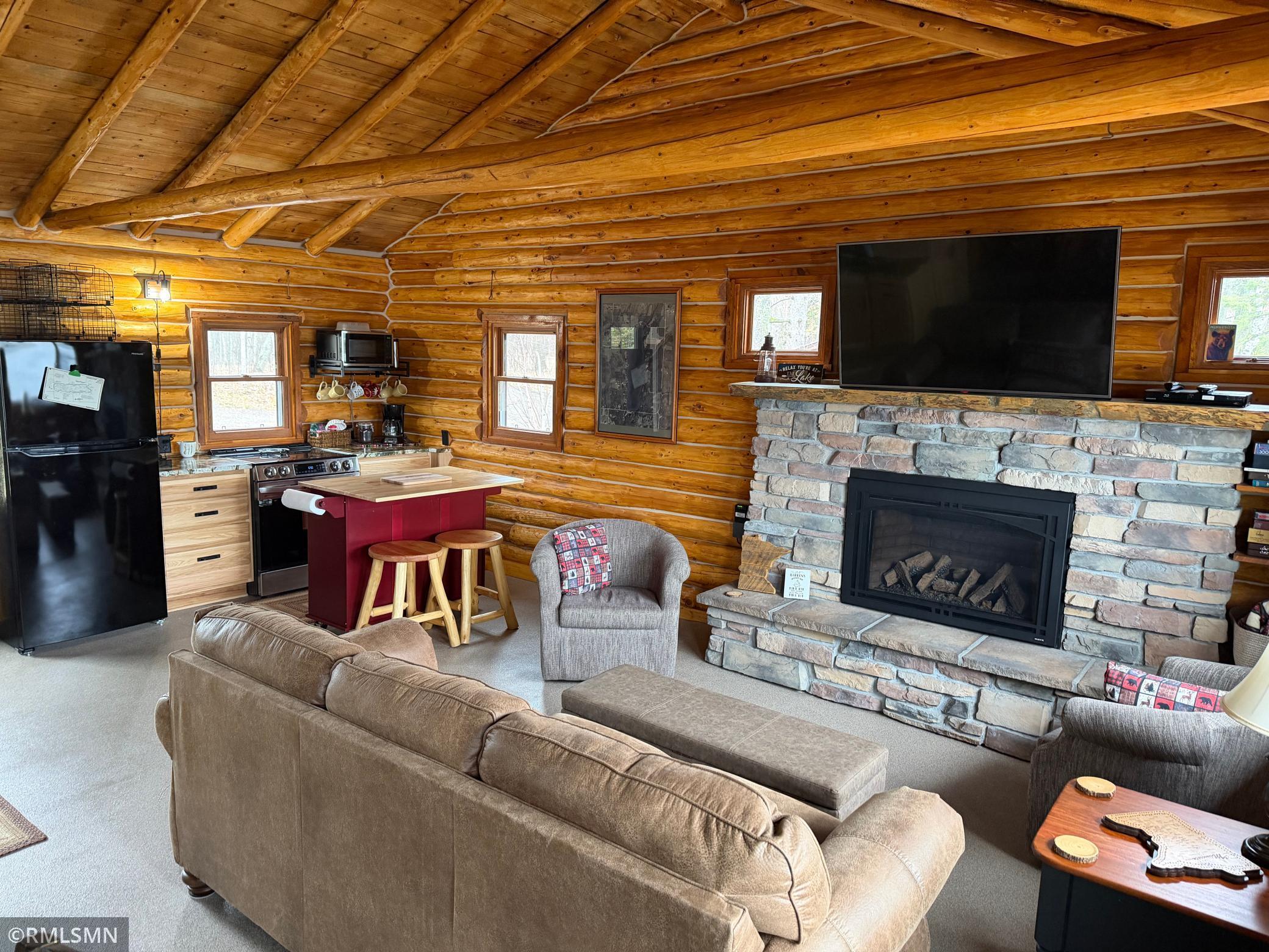 Cozy gas burning fireplace to take the chill off