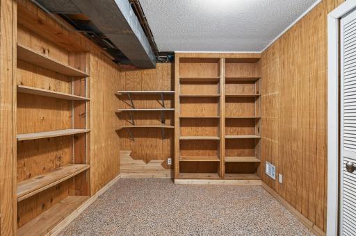 Large storage room with an additional closet.