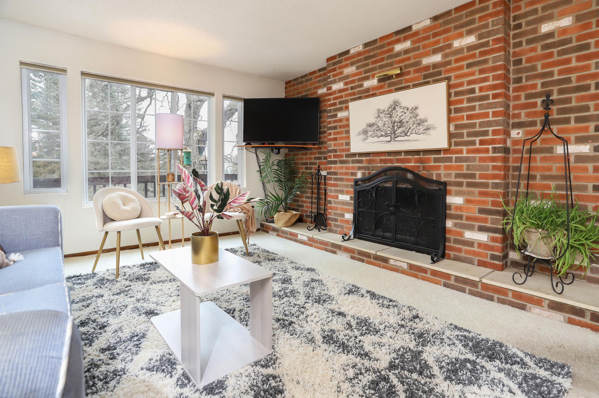 Wood Fireplace w/electric insert