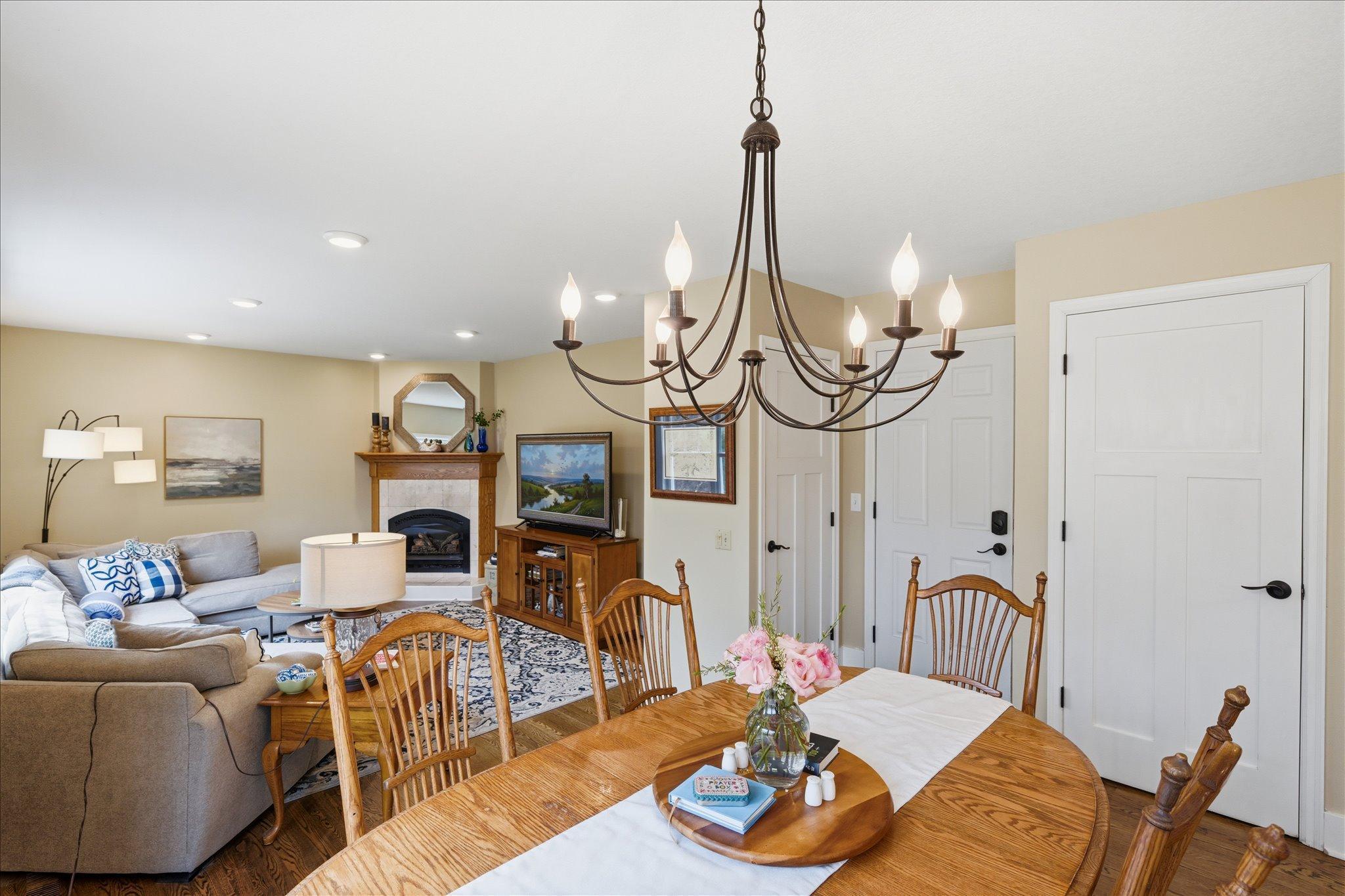 Adjoining the informal dining area is the main floor family room.