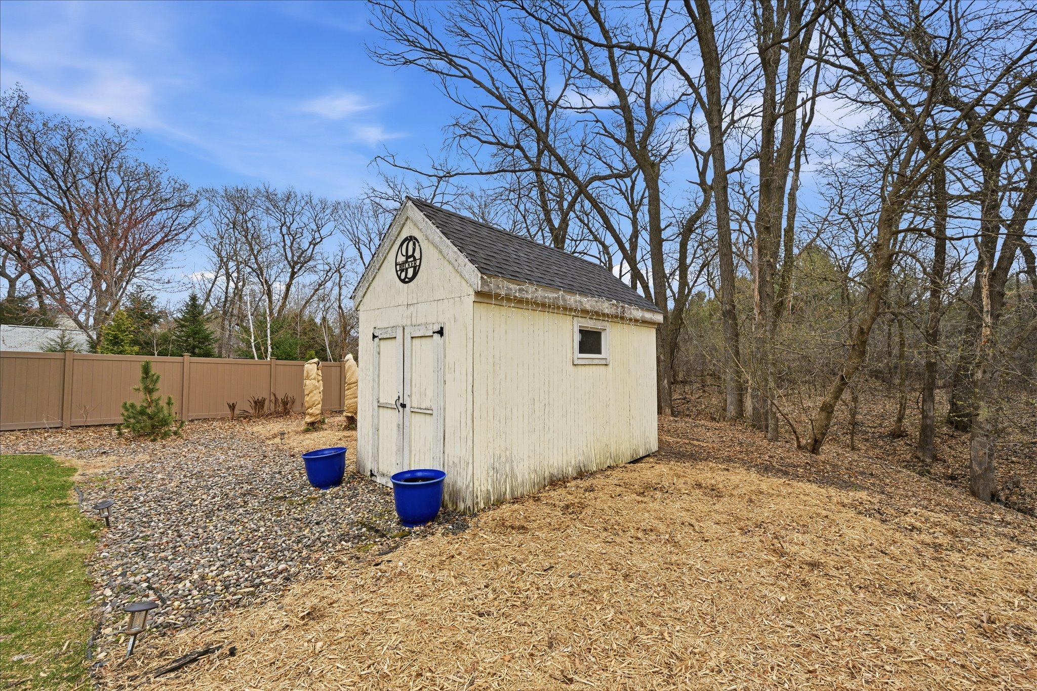 Storage shed for season equipment.