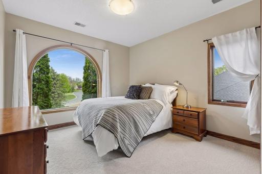 The upper level also offers three additional bedroom.