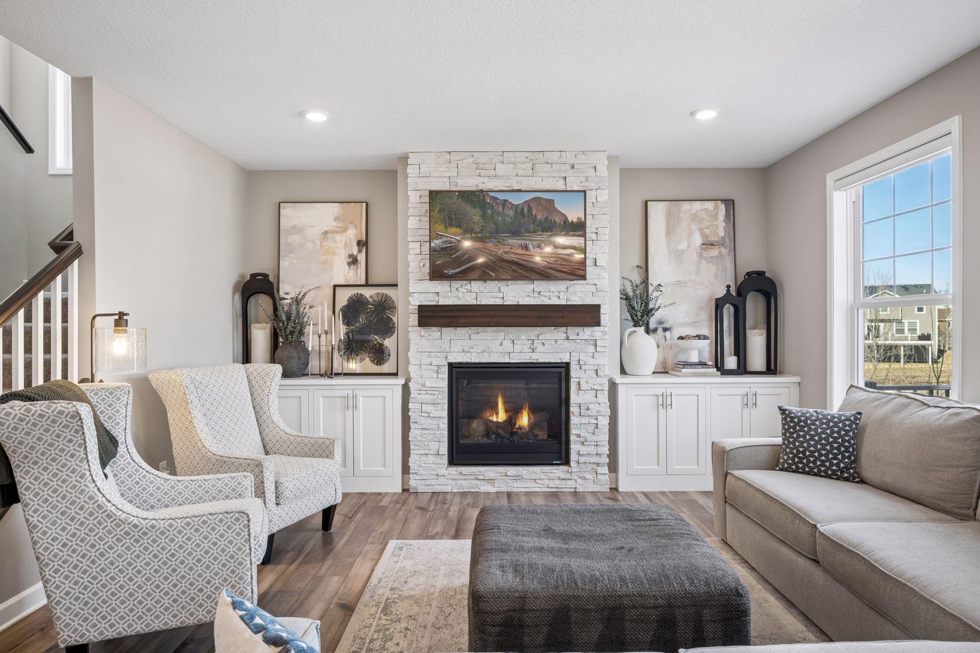 Beautiful stone fireplace