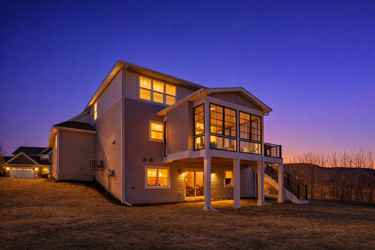 Premium walk out lot with Porch, Deck on private lot with pond and trees