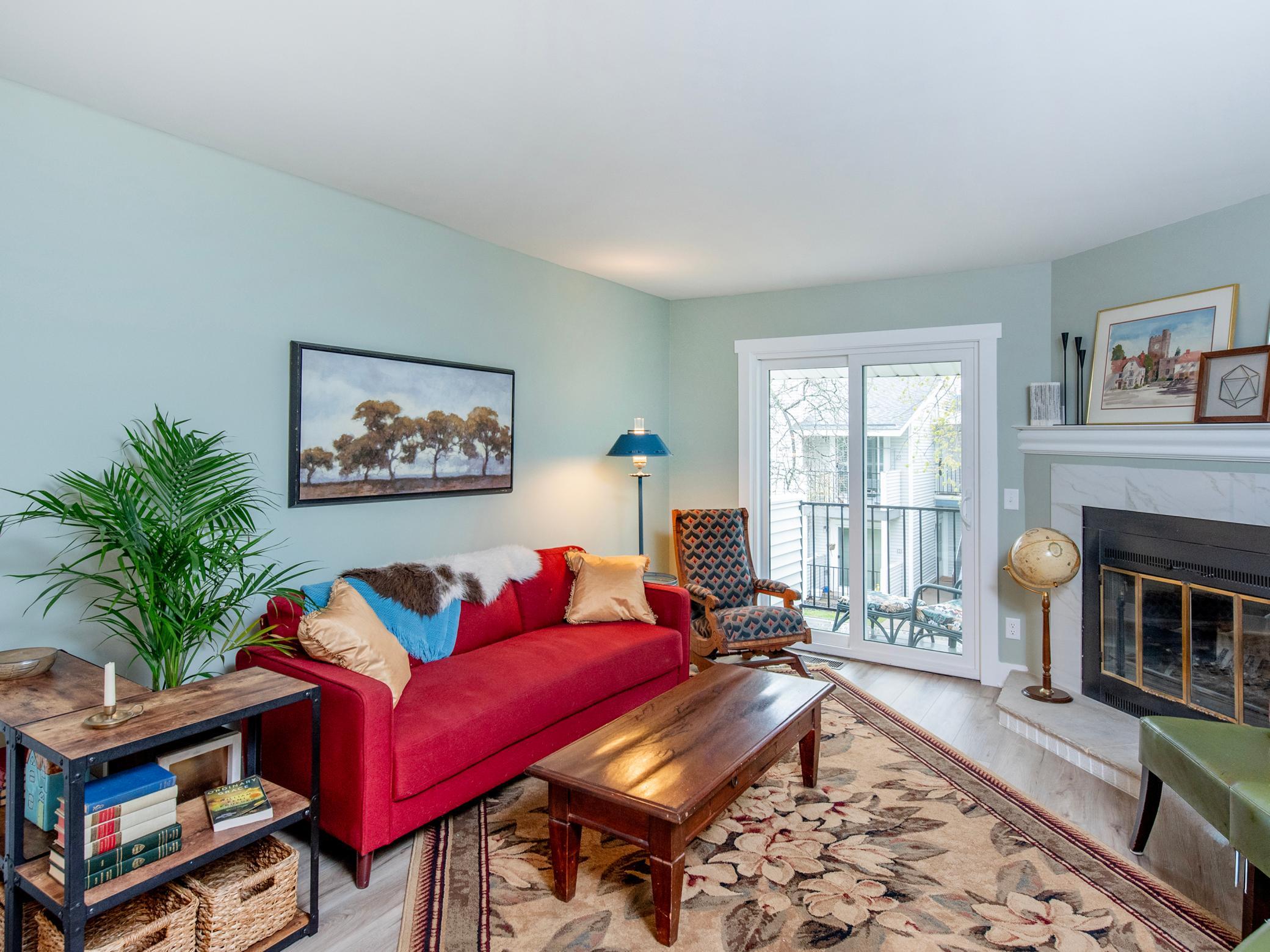 Sliding glass doors let in lots of natural light