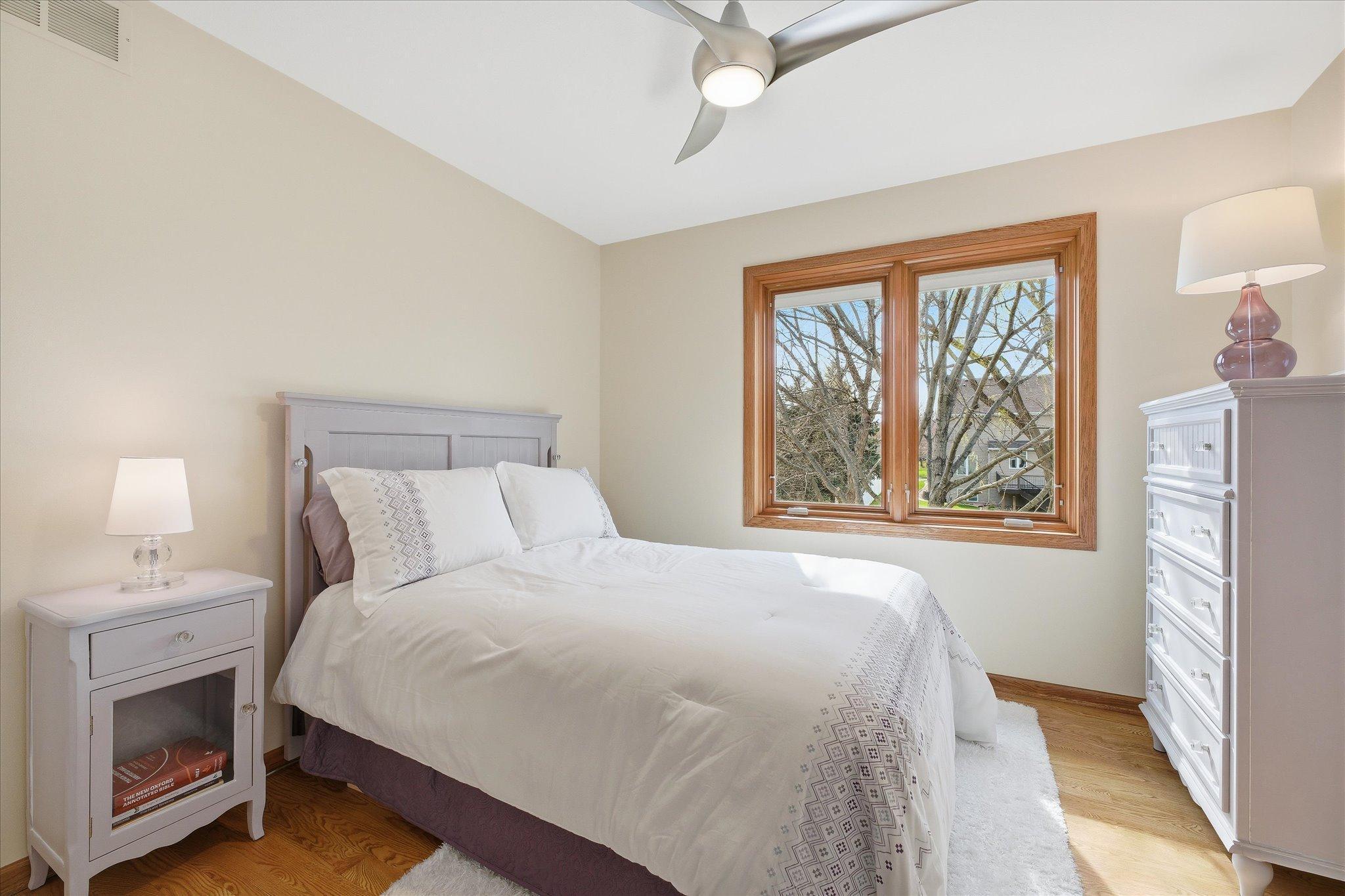 Bedroom #3 with solid wood flooring.