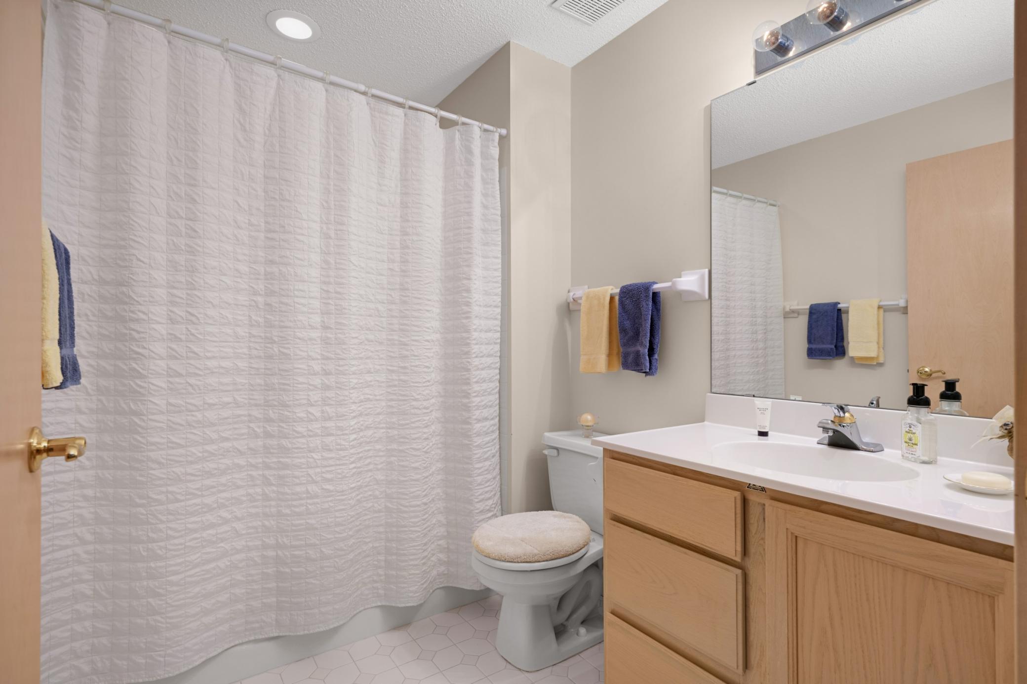 There is a nice full bath in the lower level
