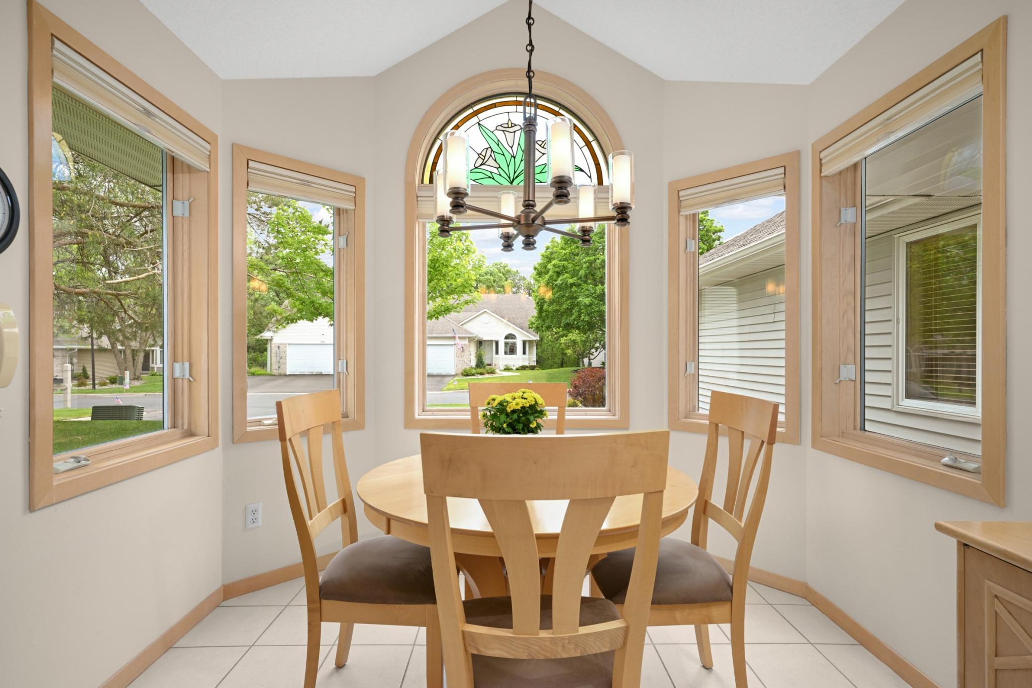 A large bayed informal dining area.