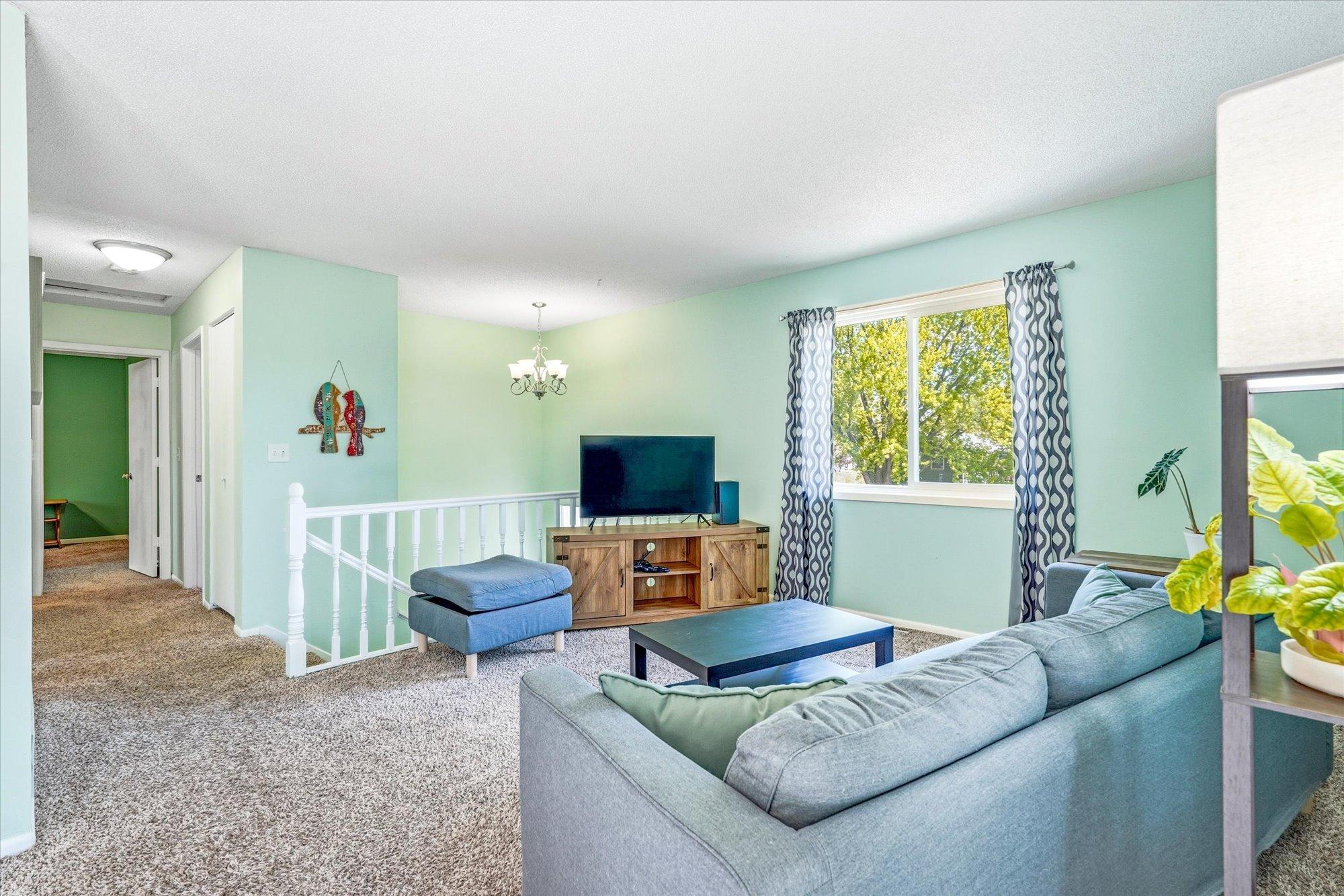 Living room is bright and open