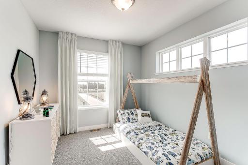 All 3 bedrooms are on the upper level. *Model home, colors and selections will vary.