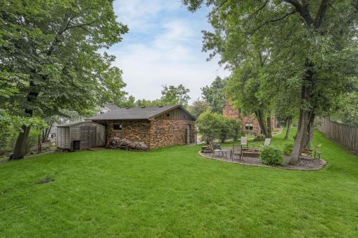 The large fenced yard is perfect for pets, outside games and entertaining.