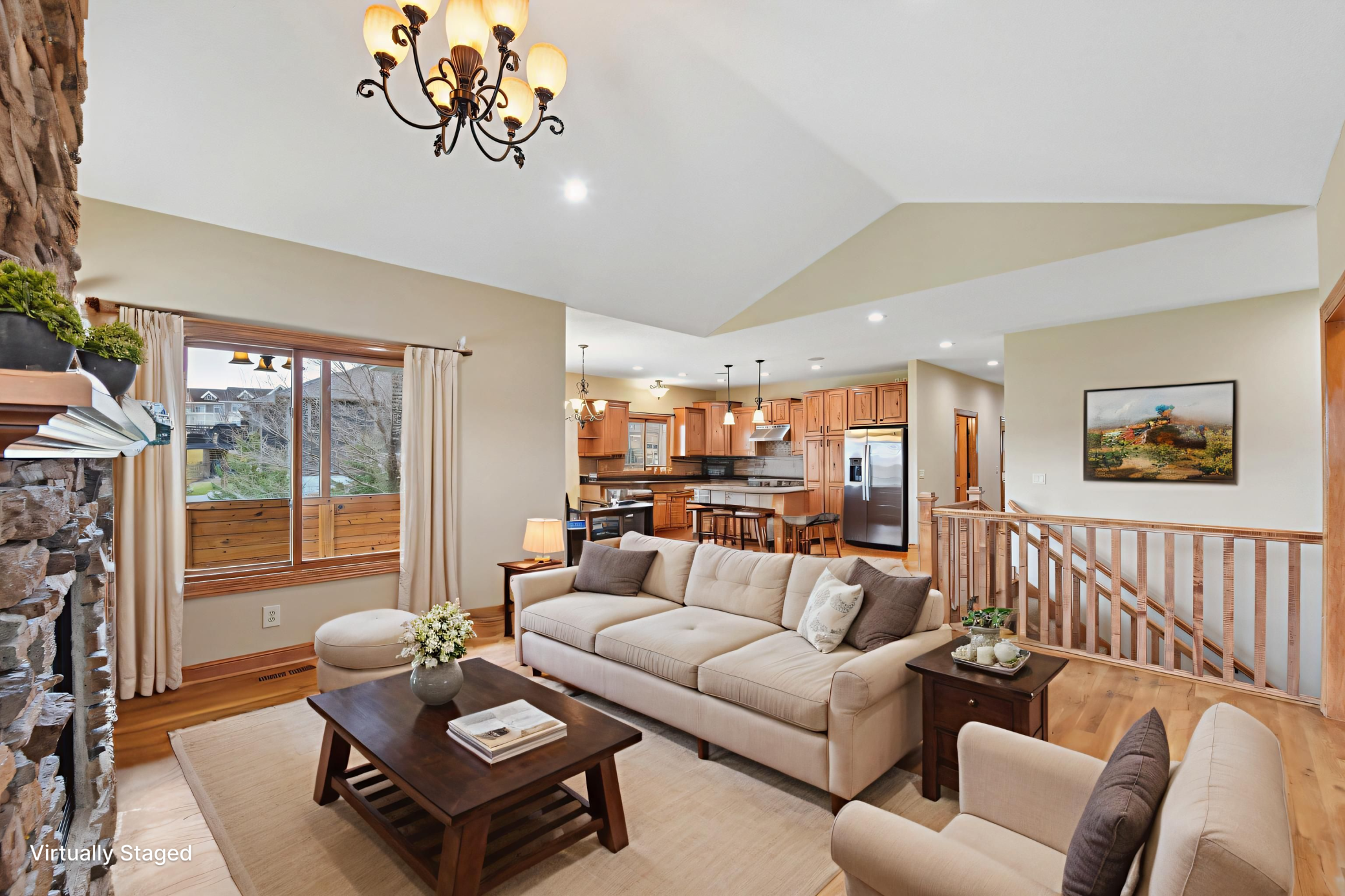 Virtually staged living room.