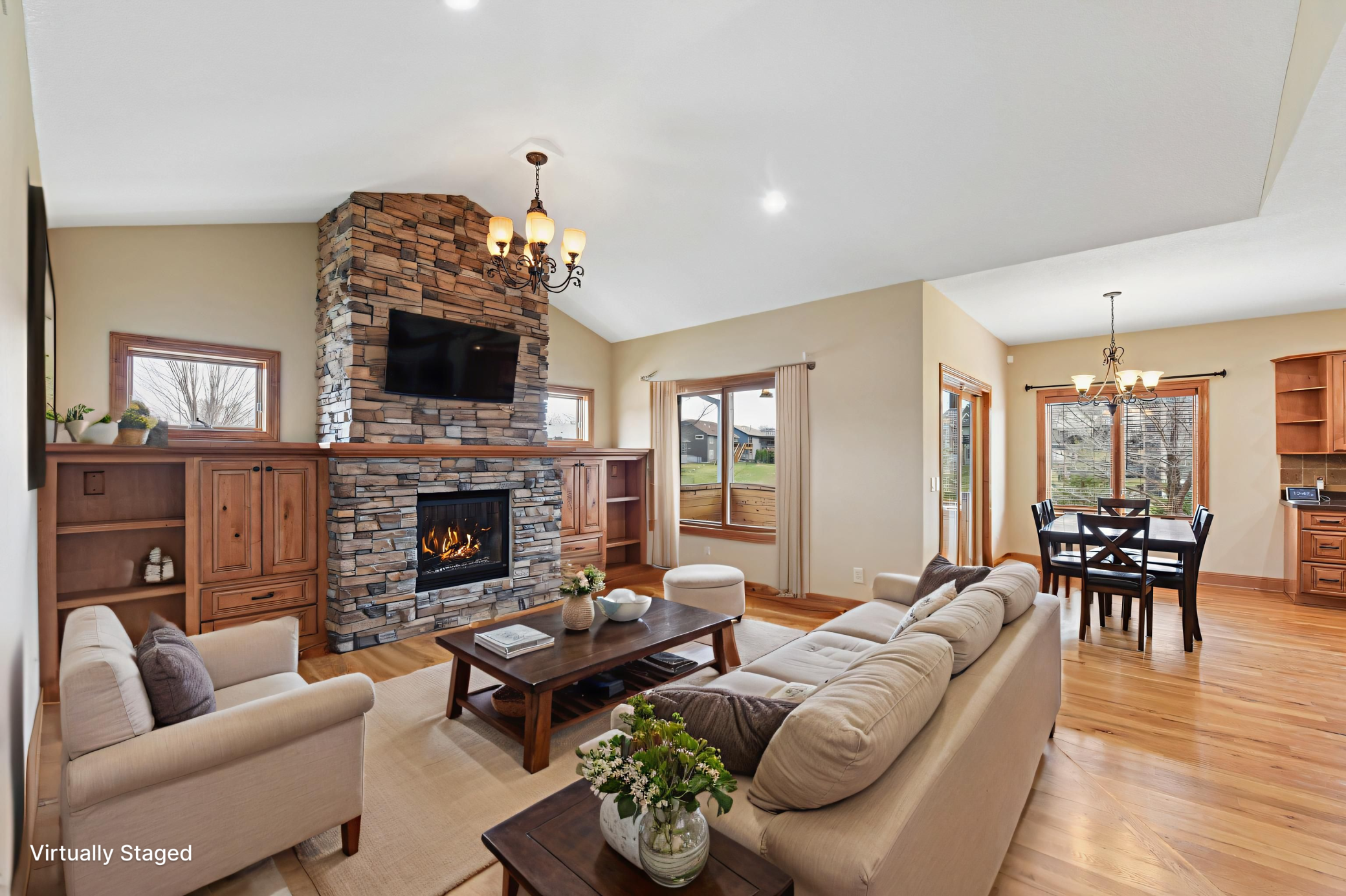 Virtually staged living room.