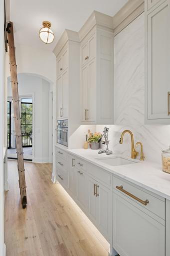 scullery kitchen, extra dishwasher, micro oven, insta hot water, storage, full heigh Cambria backsplash