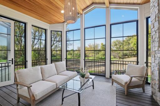 3 season plus, ez plastic screens, composite deck, custom steel railing