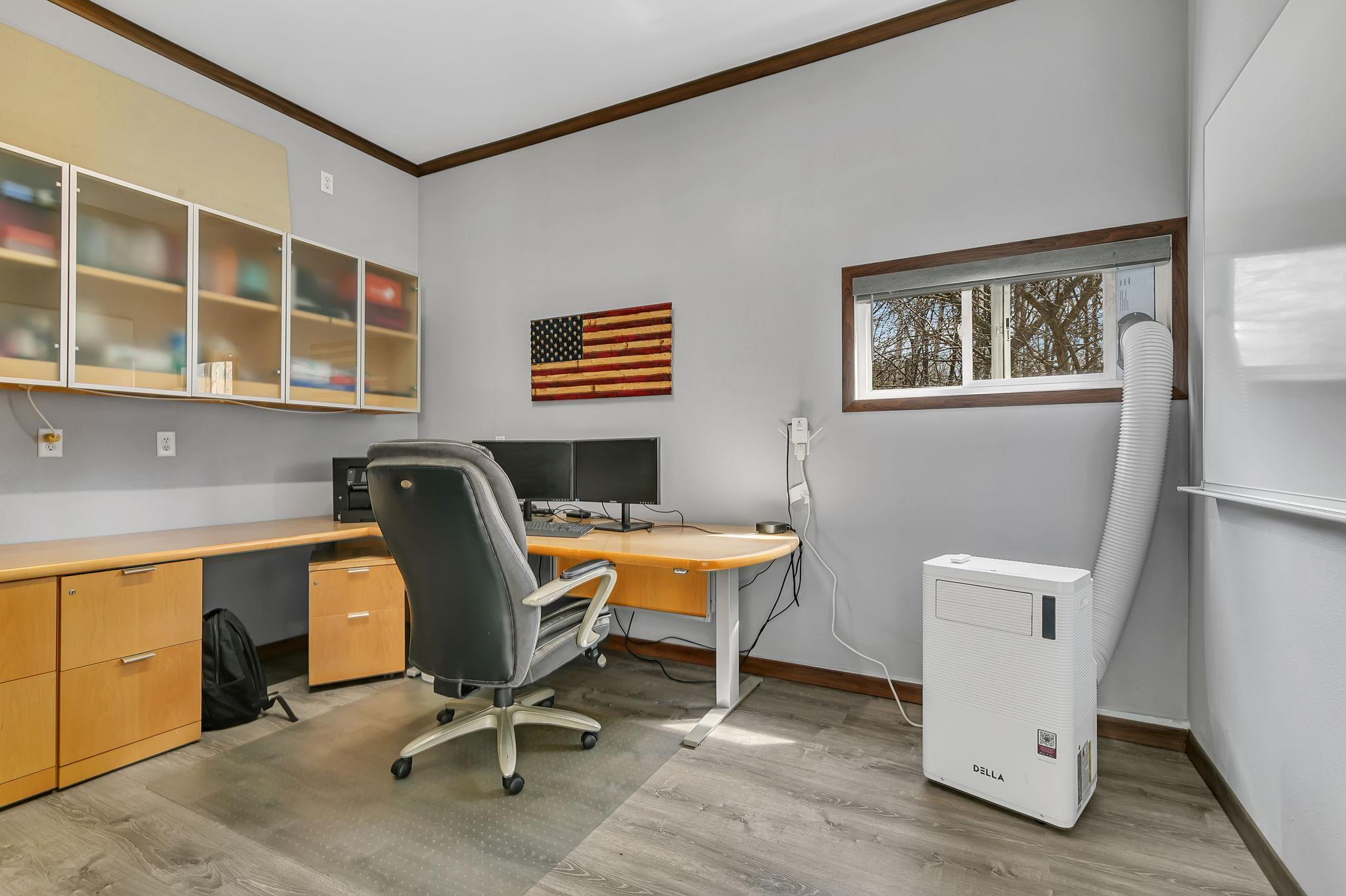 Finished office or multi-use space in attached garage