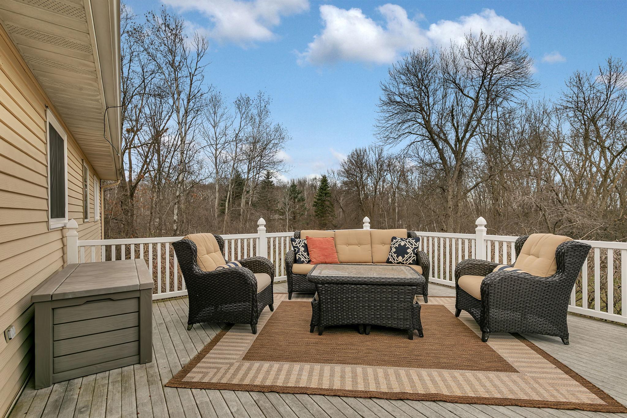 16'x16' maintenance free deck overlooking the private backyard