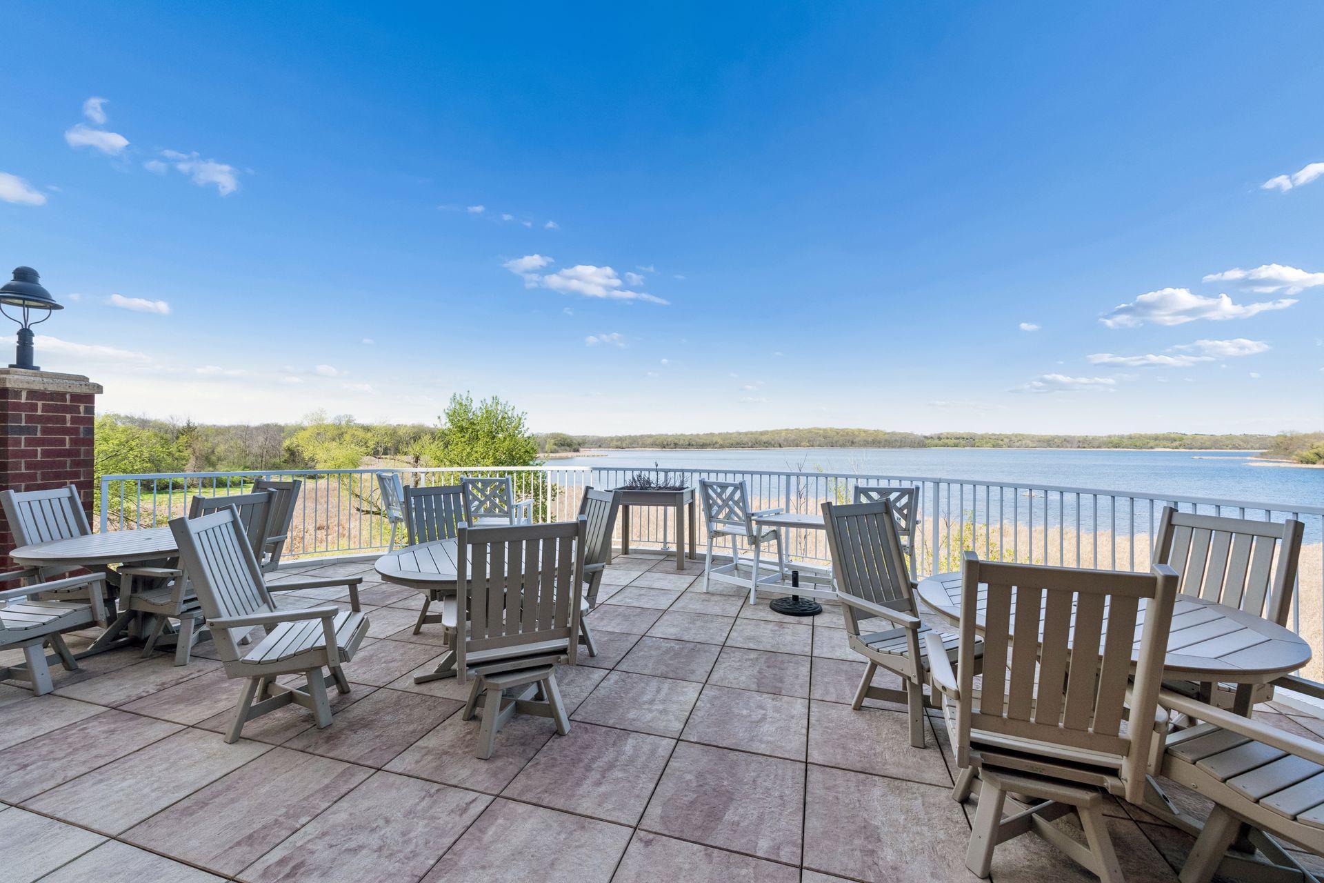 Large patio off community room overlooking the Lake