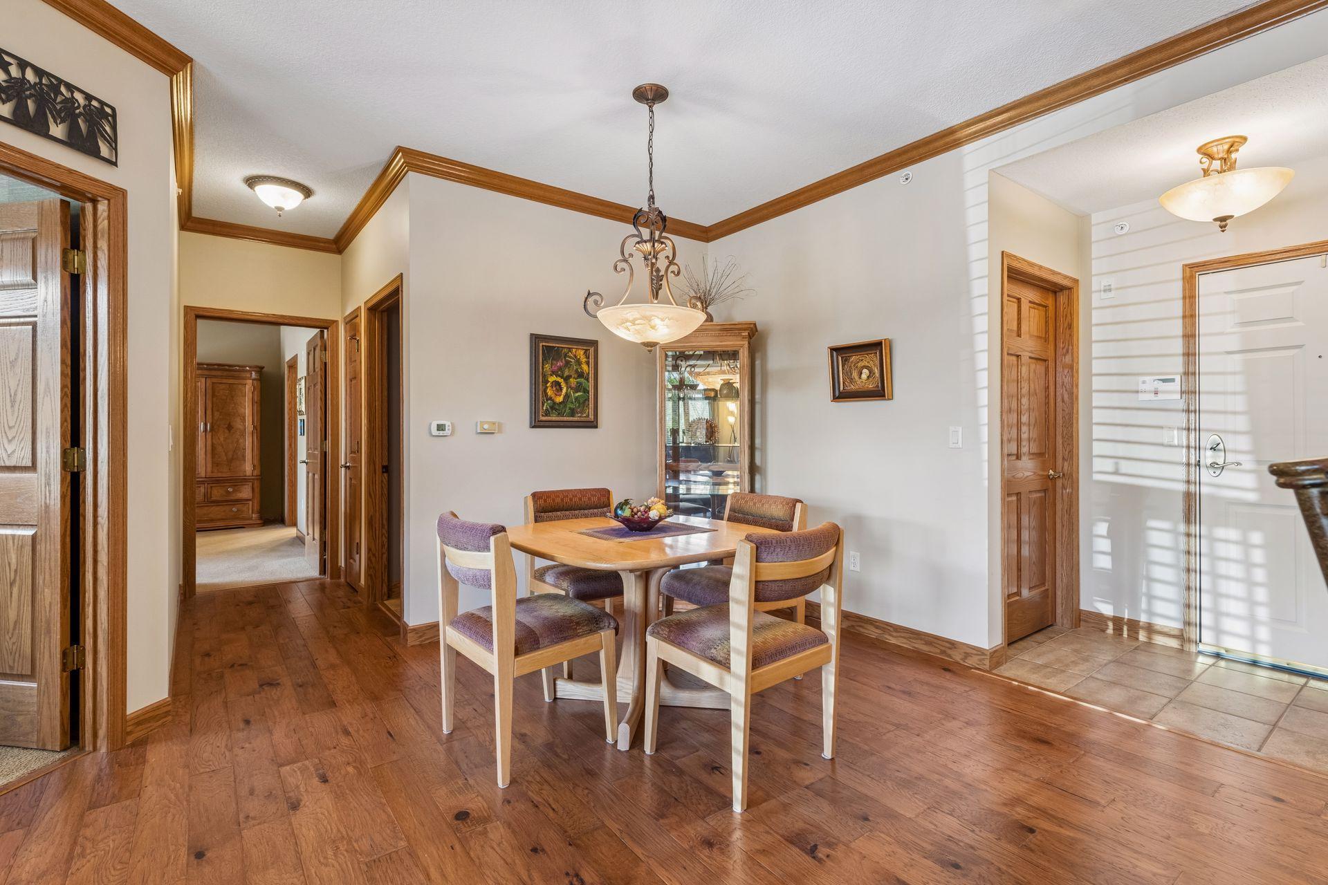 Informal dining with room for small hutch or curio is just steps from kitchen