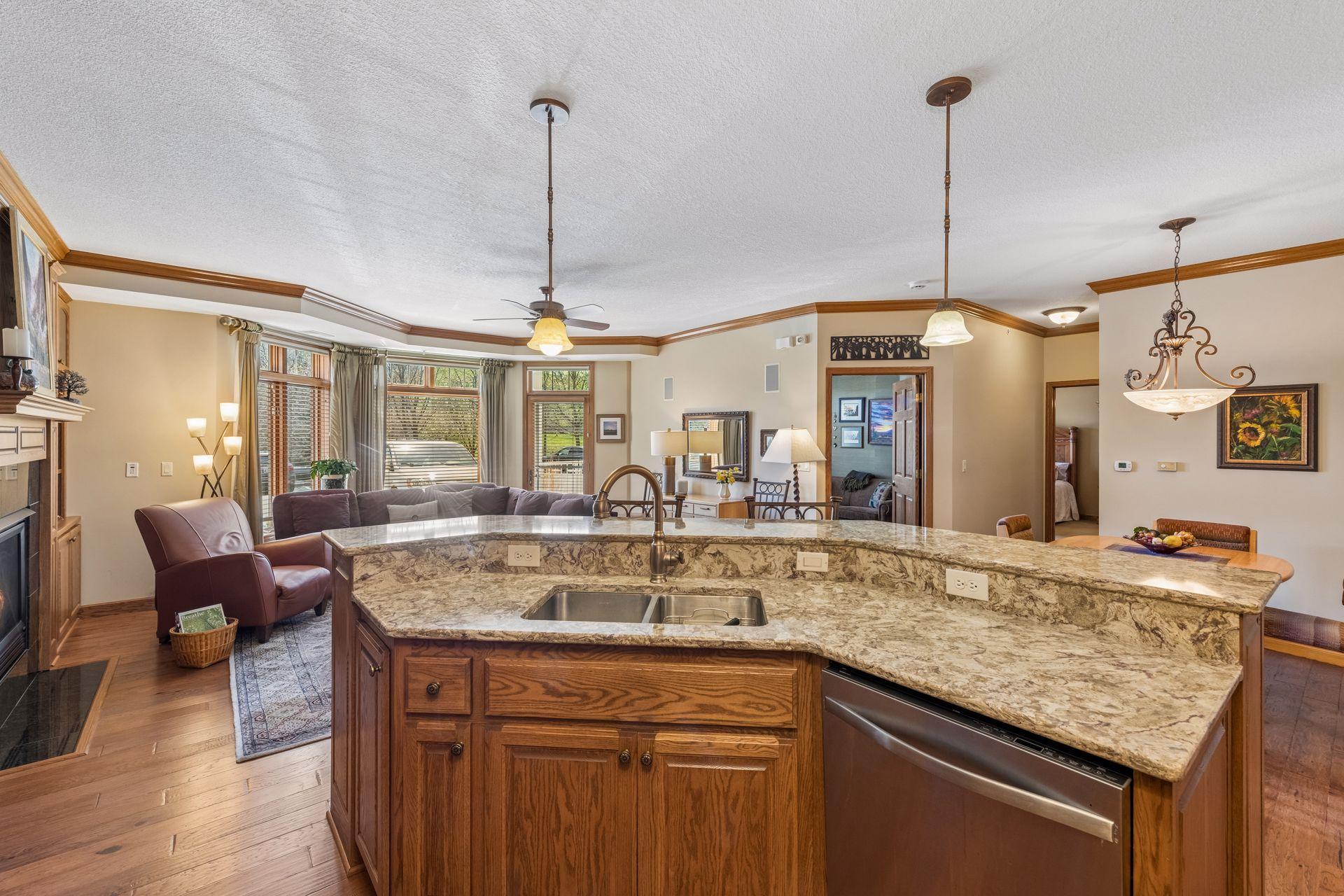 Kitchen is open to living room