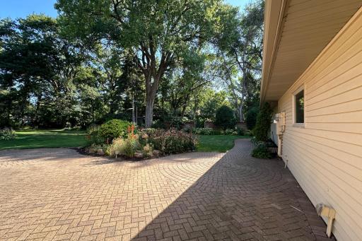 Massive patio area behind the shop and garage.