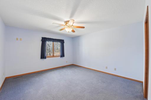 The spacious primary bedroom offers a walk-in closet and private bath