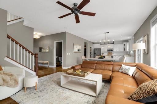 A current feel of white tones and warmth flows throughout the home, creating a clean, inviting atmosphere.