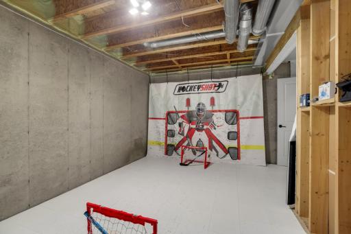 Multiple uses for this storage areaâplease note hockey items are not included with the home.