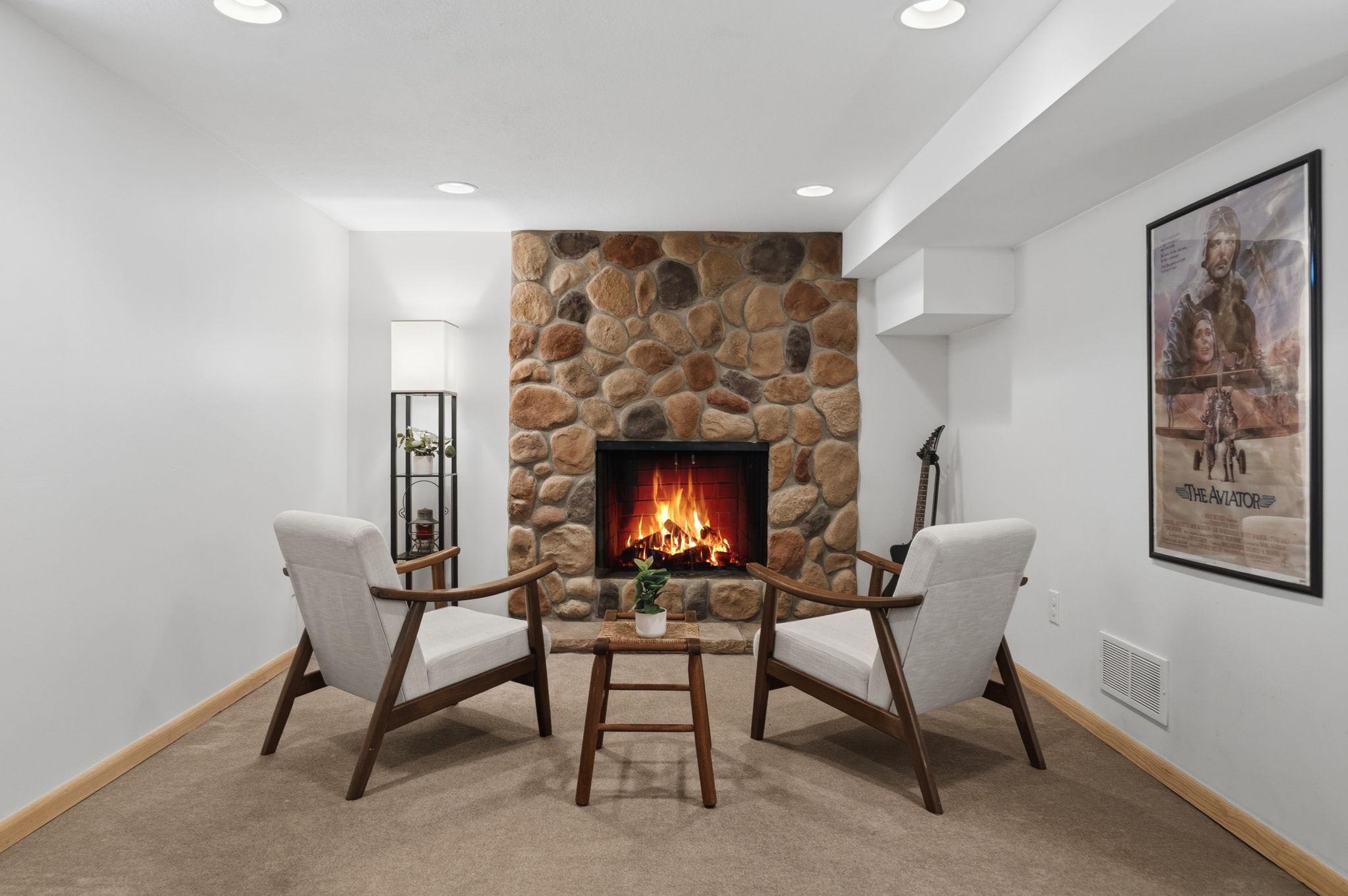 beautiful stone fireplace