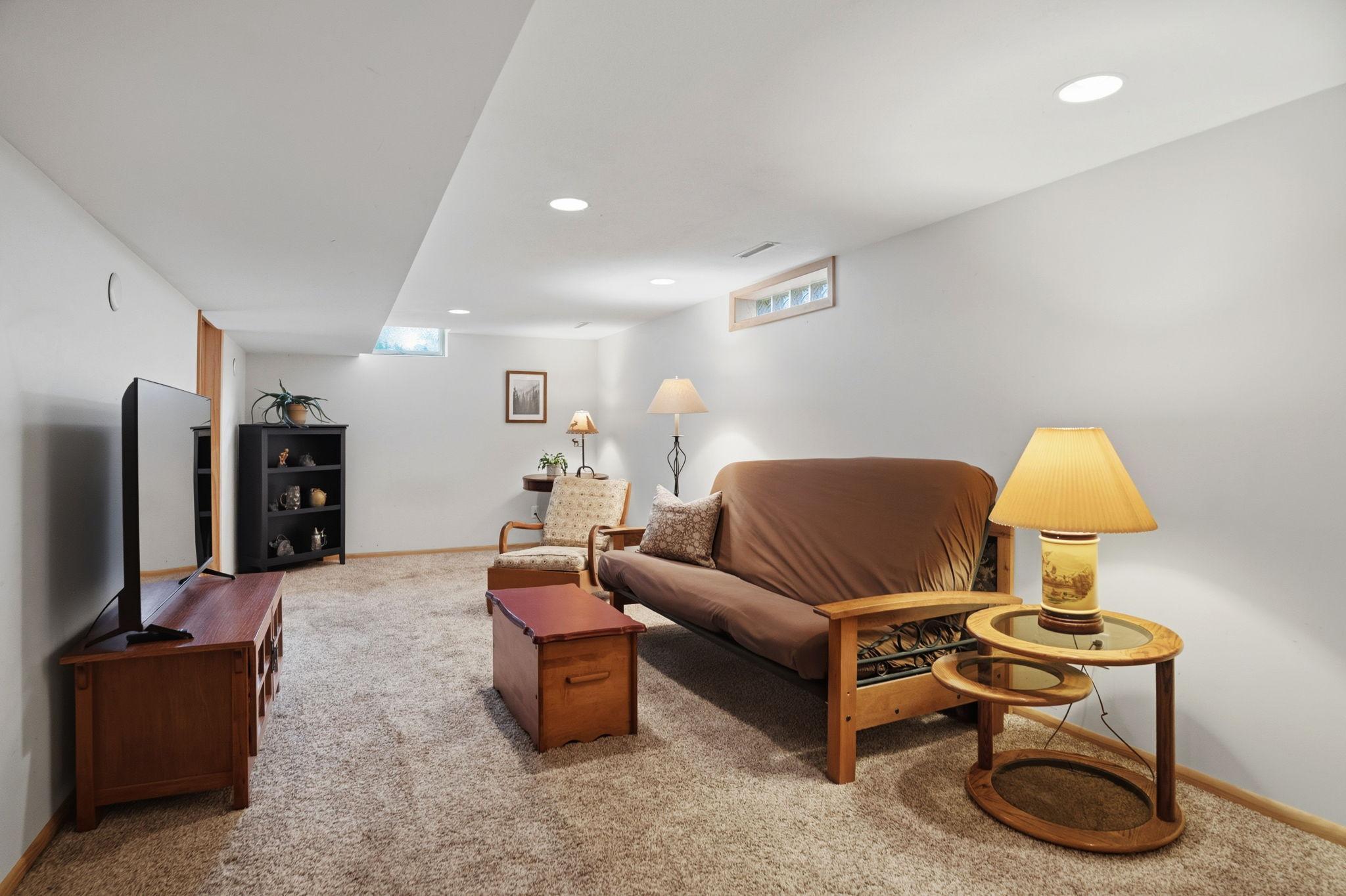 large living space in basement