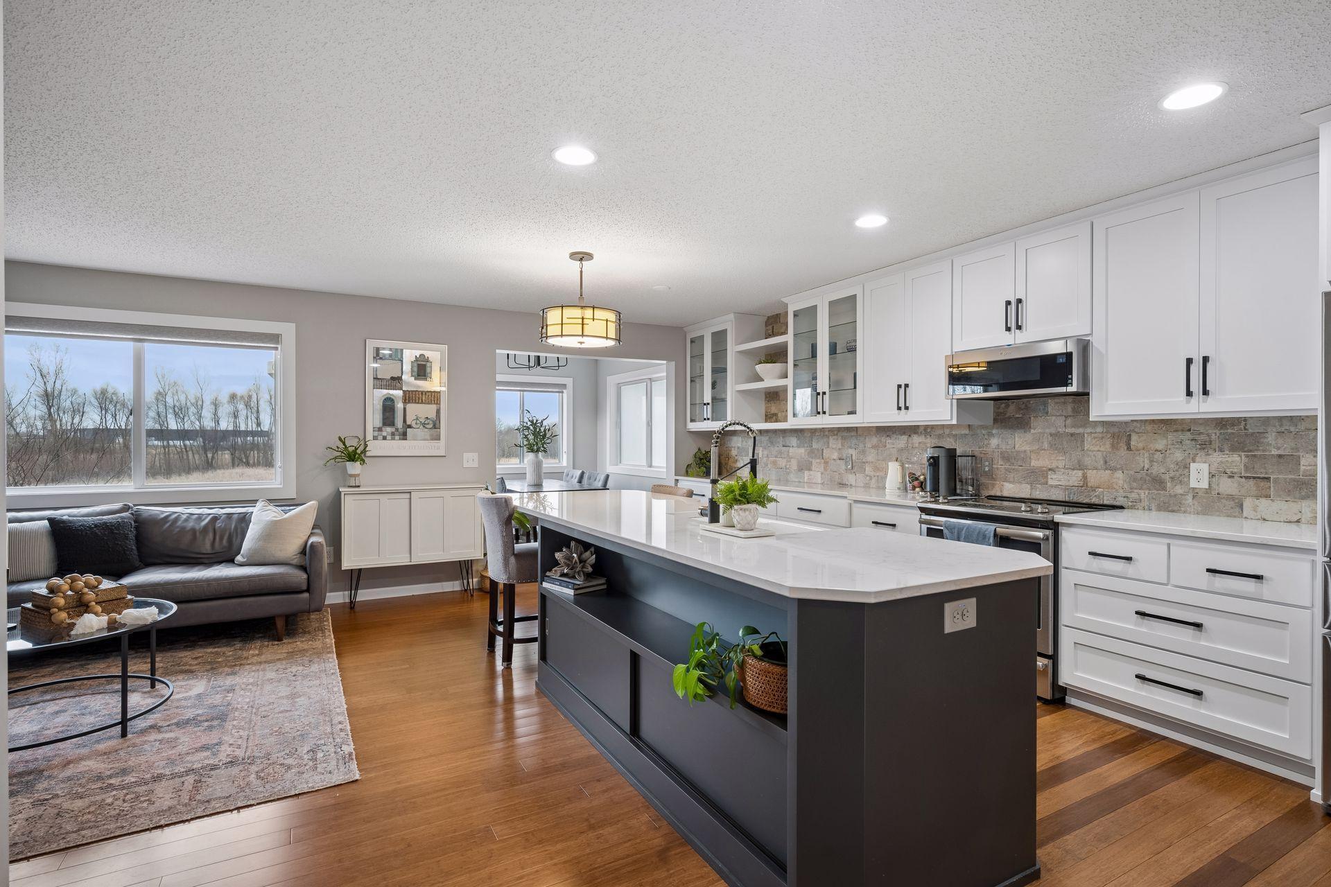 High end kitchen remodel and bamboo hardwood flooring