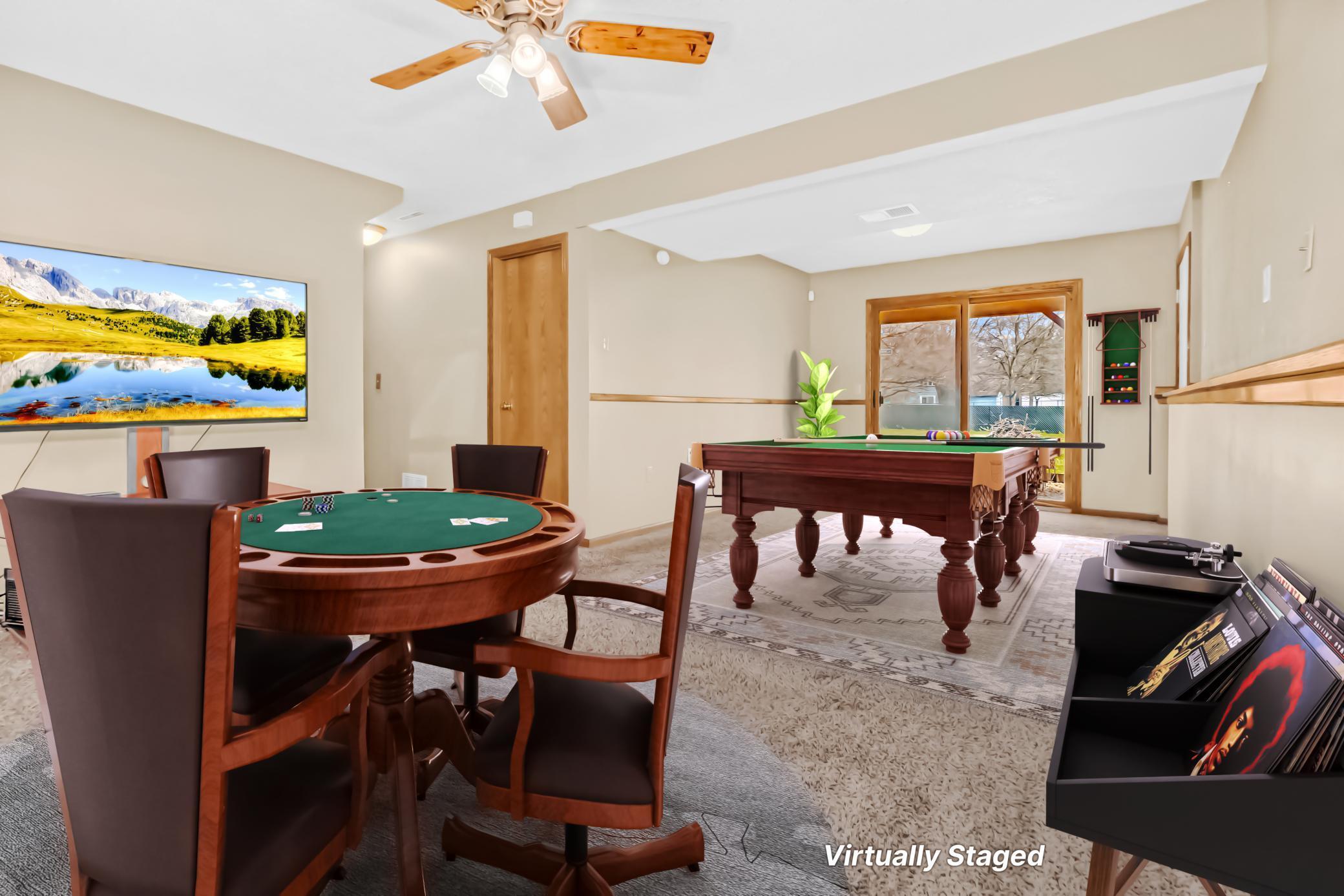 Virtually Staged Lower Level Recreation Room