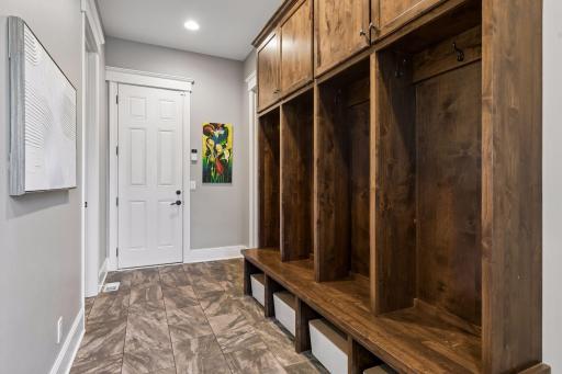 Tons storage, Storage lockers + a large closet for all the shoes, coats, and kids equiptment