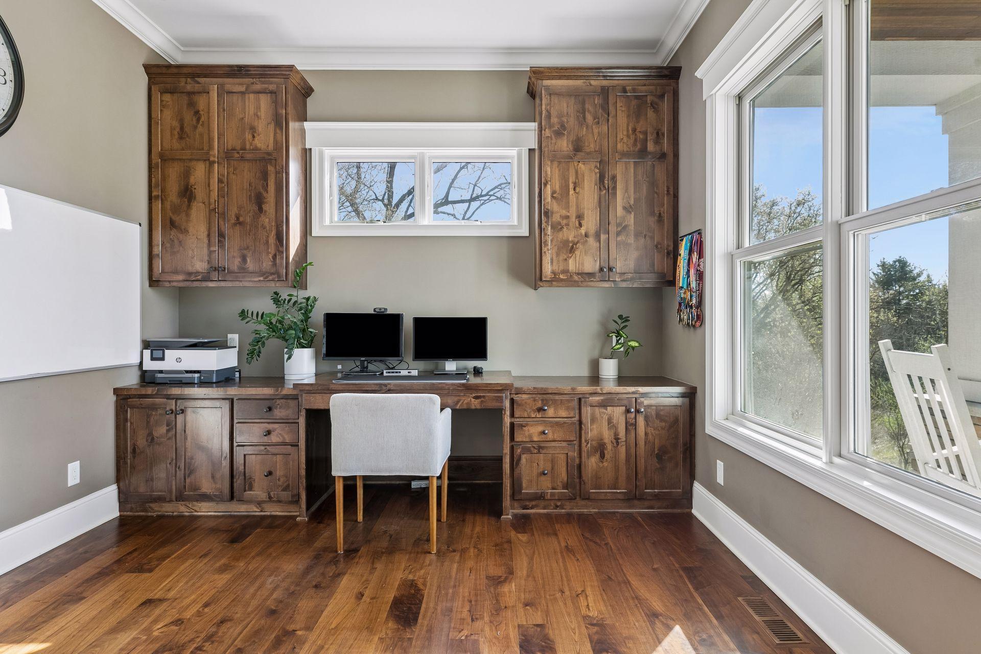 Large office with built ins