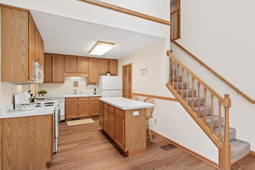 Generous space in the kitchen for the cook! There is ample space for a kitchen table as well.