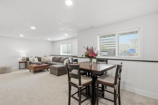 Lower level was recently finished with plenty of space for entertaining or watching movies.
