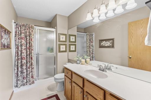 The Primary Bath offers plenty of space and is well-lit.