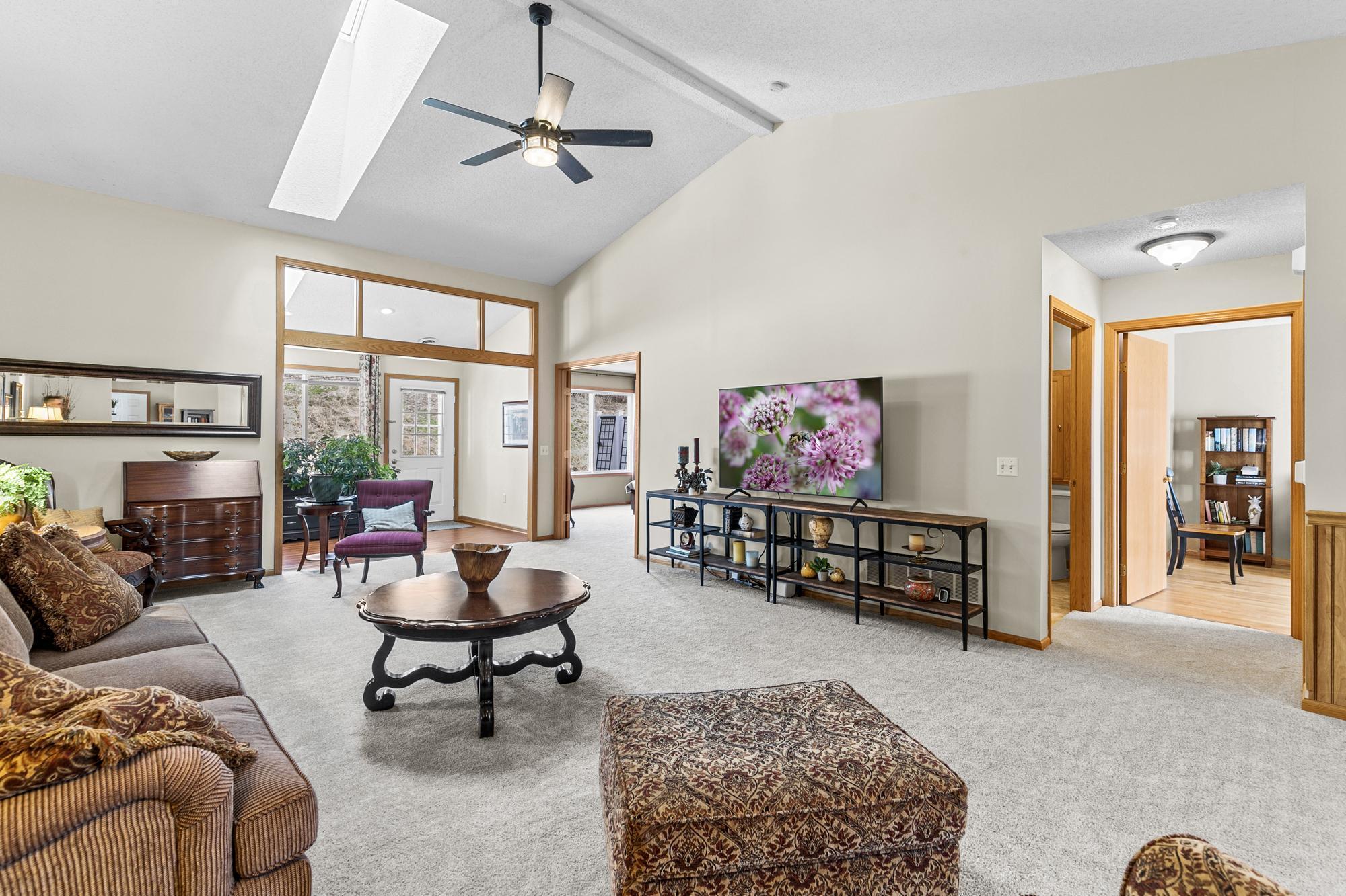 The second Skylight, open floorplan, and many windows give this home a bright and open feel.