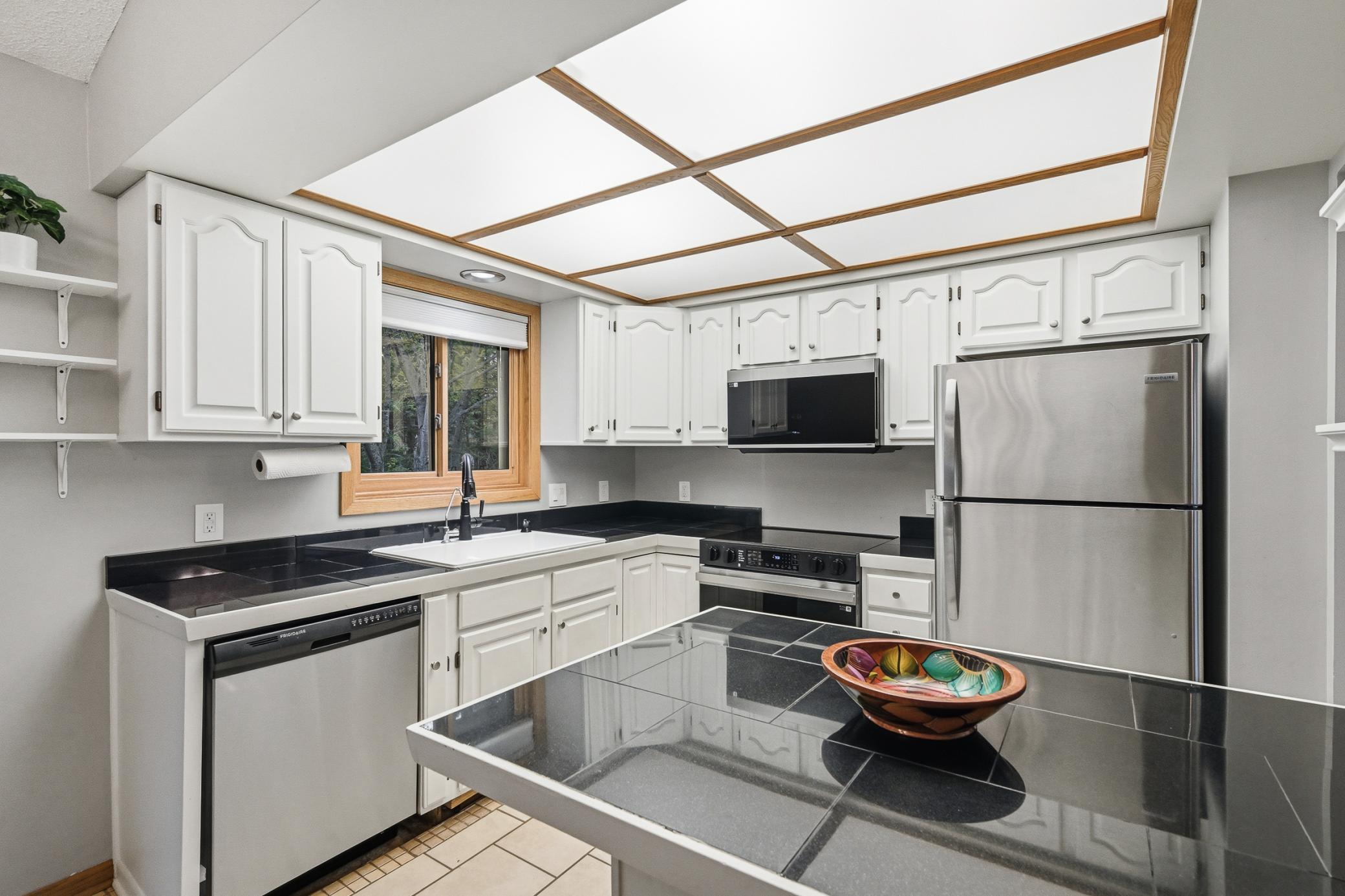 Kitchen with stainless steel appliances