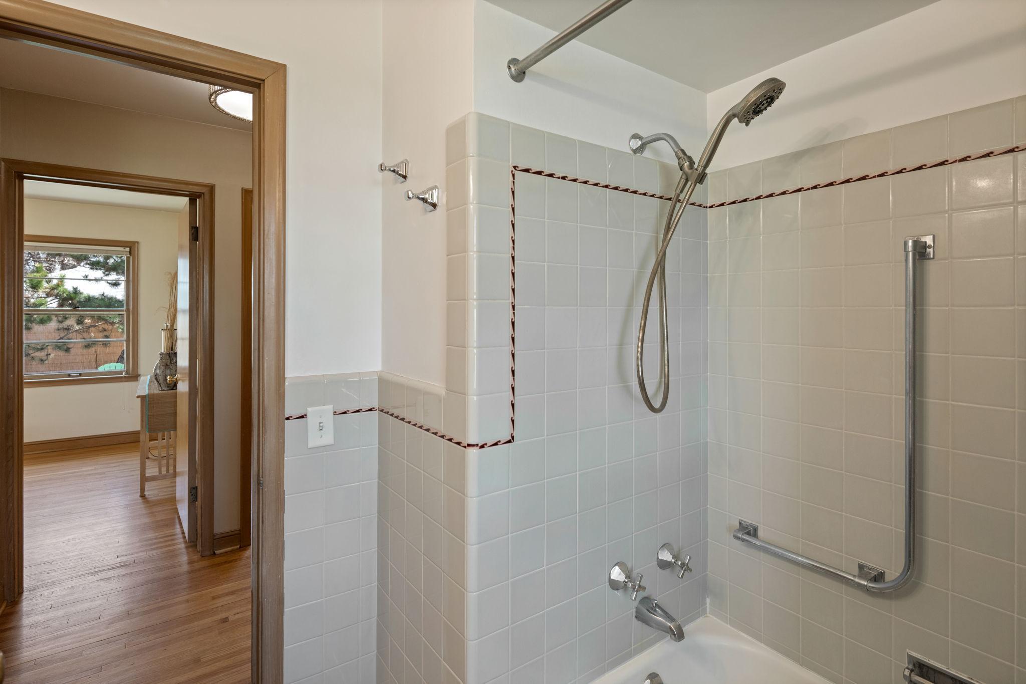 Classic tile shower and bathtub