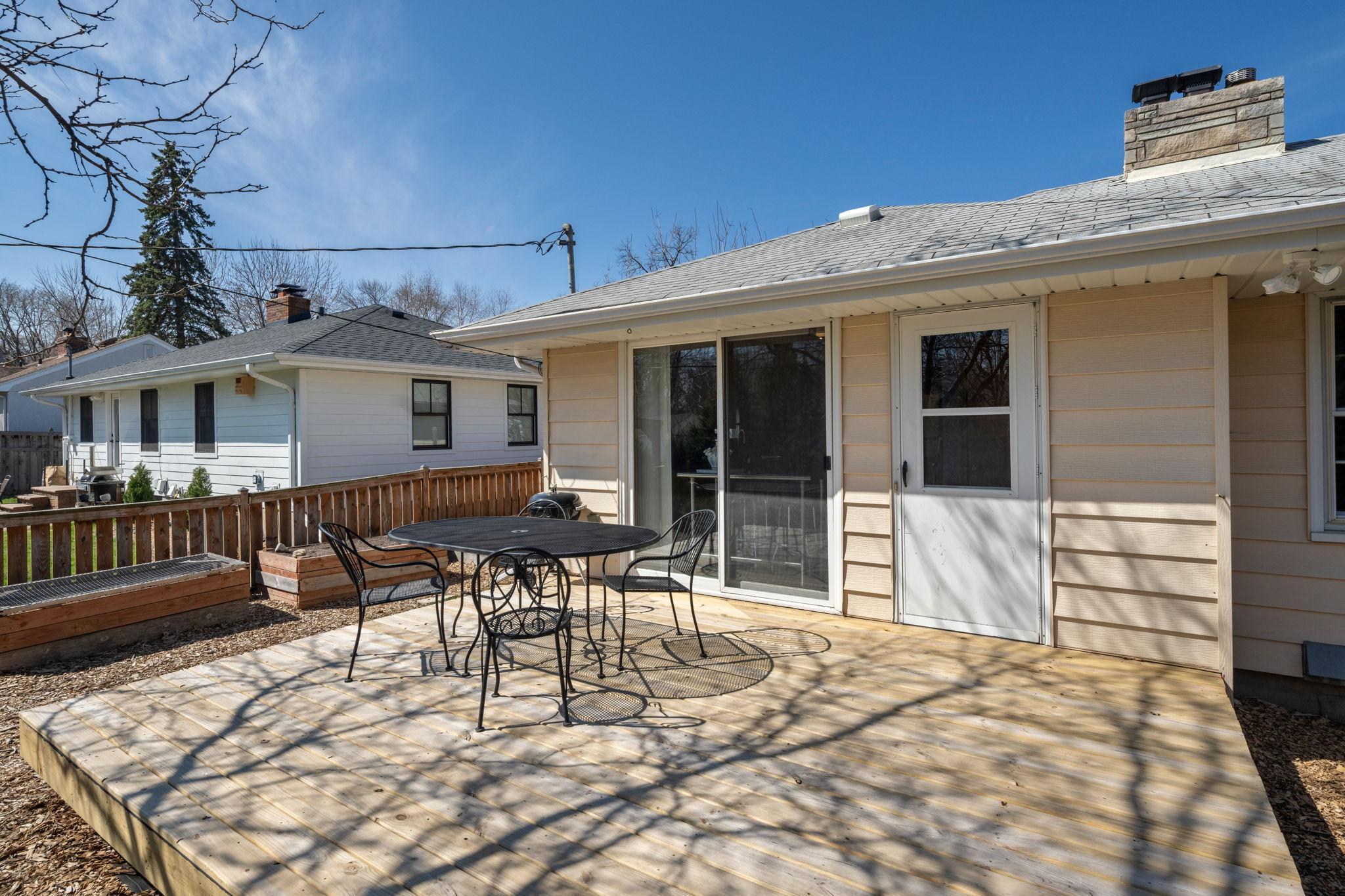 Back deck with lots of room to enjoy outside