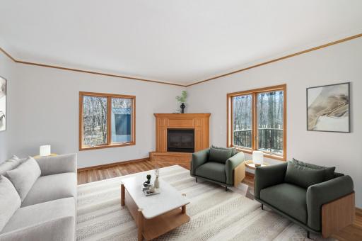 Living room with fireplace for cozy evenings.