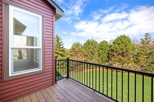 A cozy outdoor retreat just steps from the kitchen â the deck is the perfect place to unwind at the end of a long day.