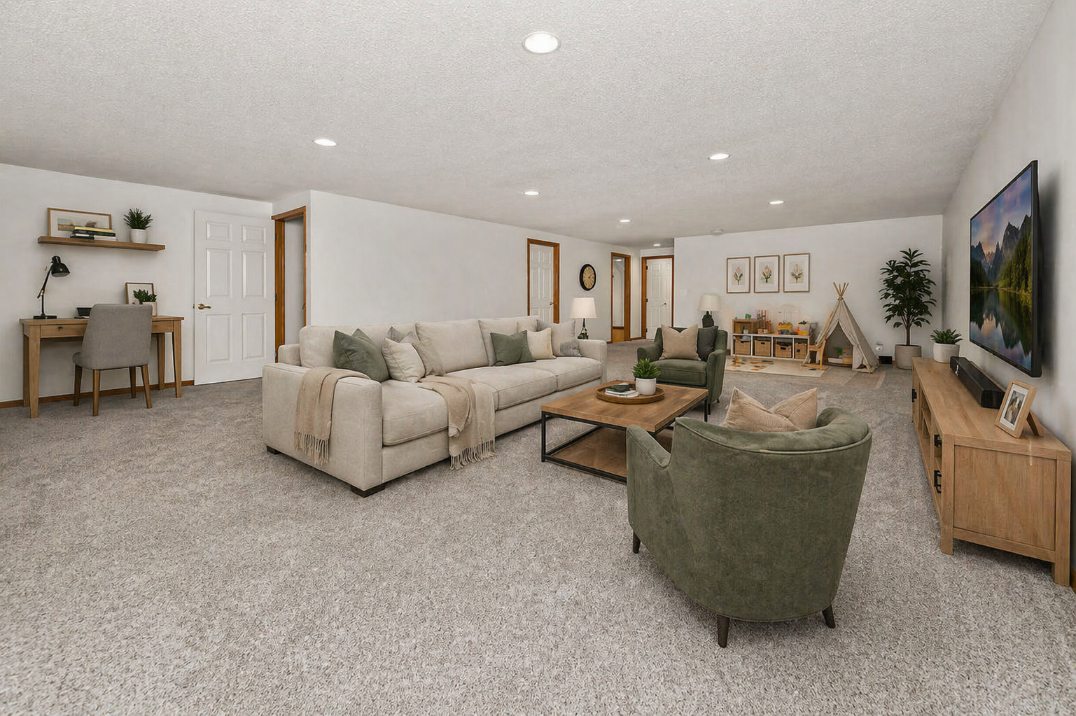 Family Room, virtually staged