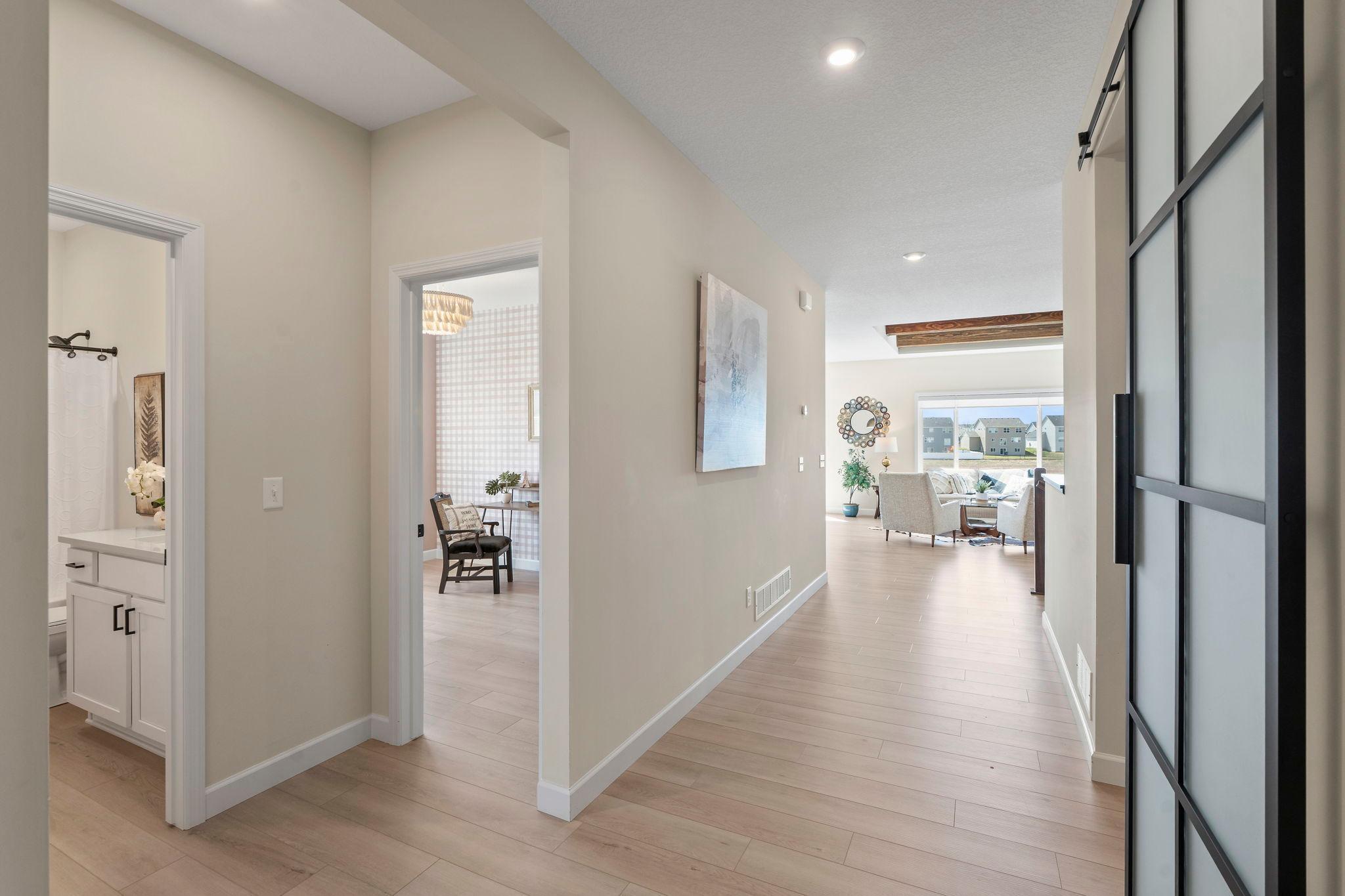 Solid surface flooring on the entire main level
