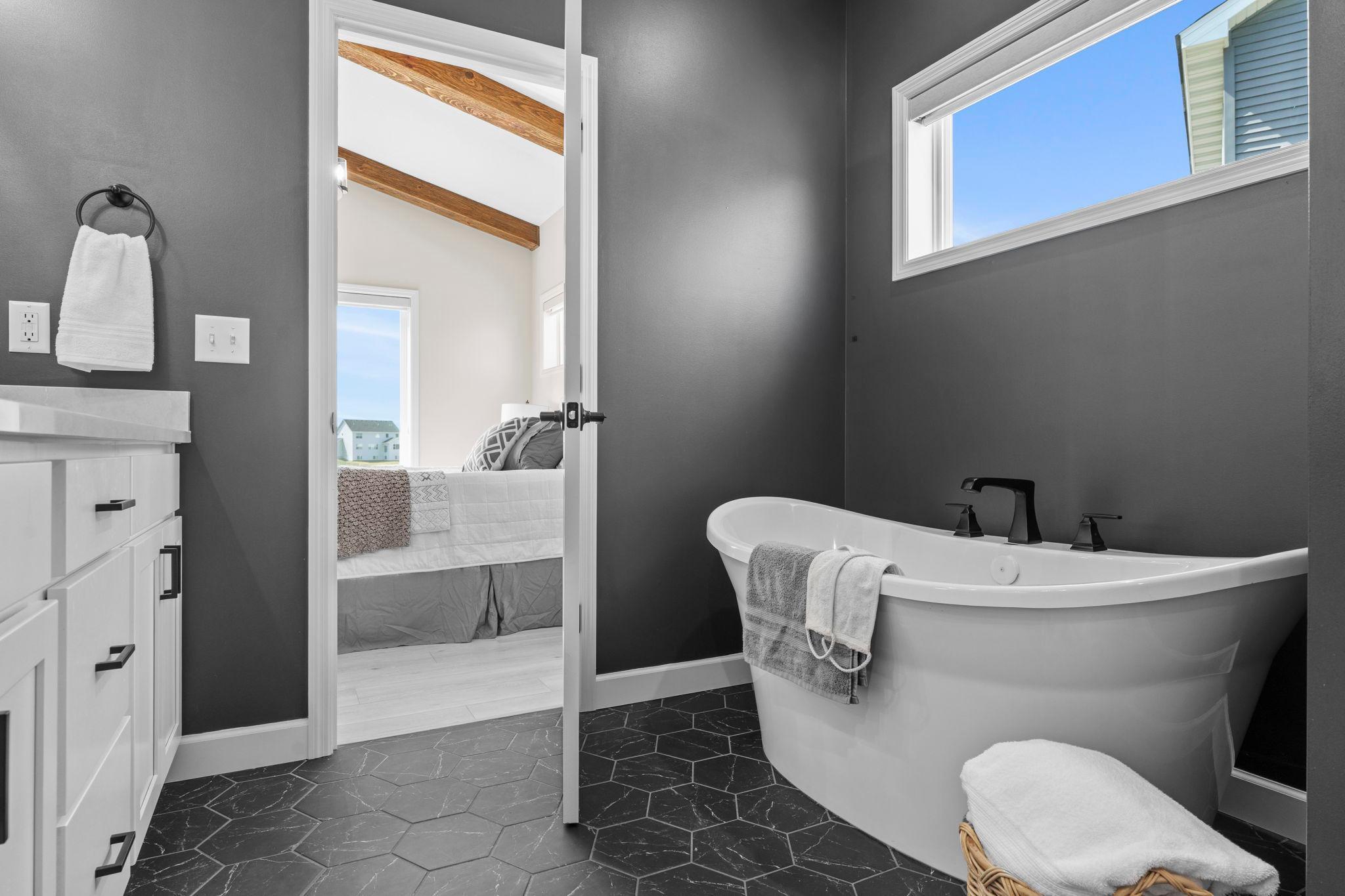 Primary bath with free standing tub