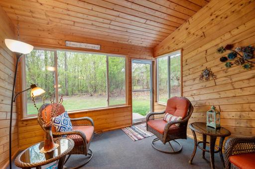 The 3 season porch is wonderful area for coffee in the morning and relaxing in the evening.
