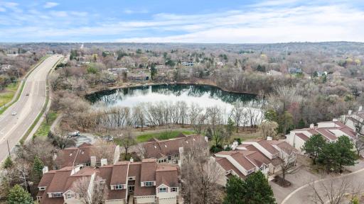 Elevated view of Heine Pond and the surrounding community.