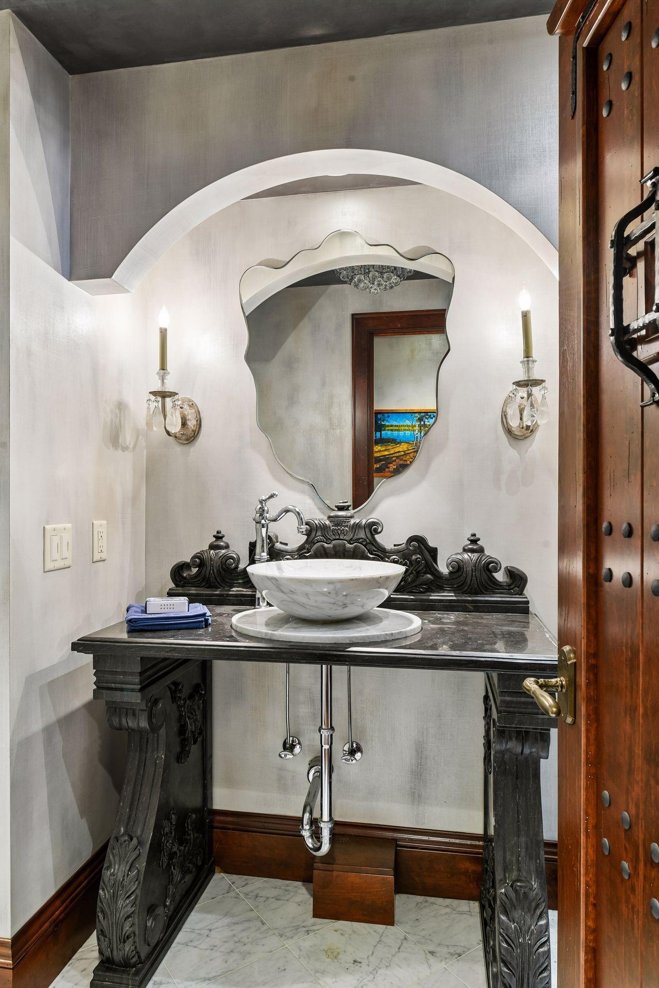 Beautifully executed vanity area.