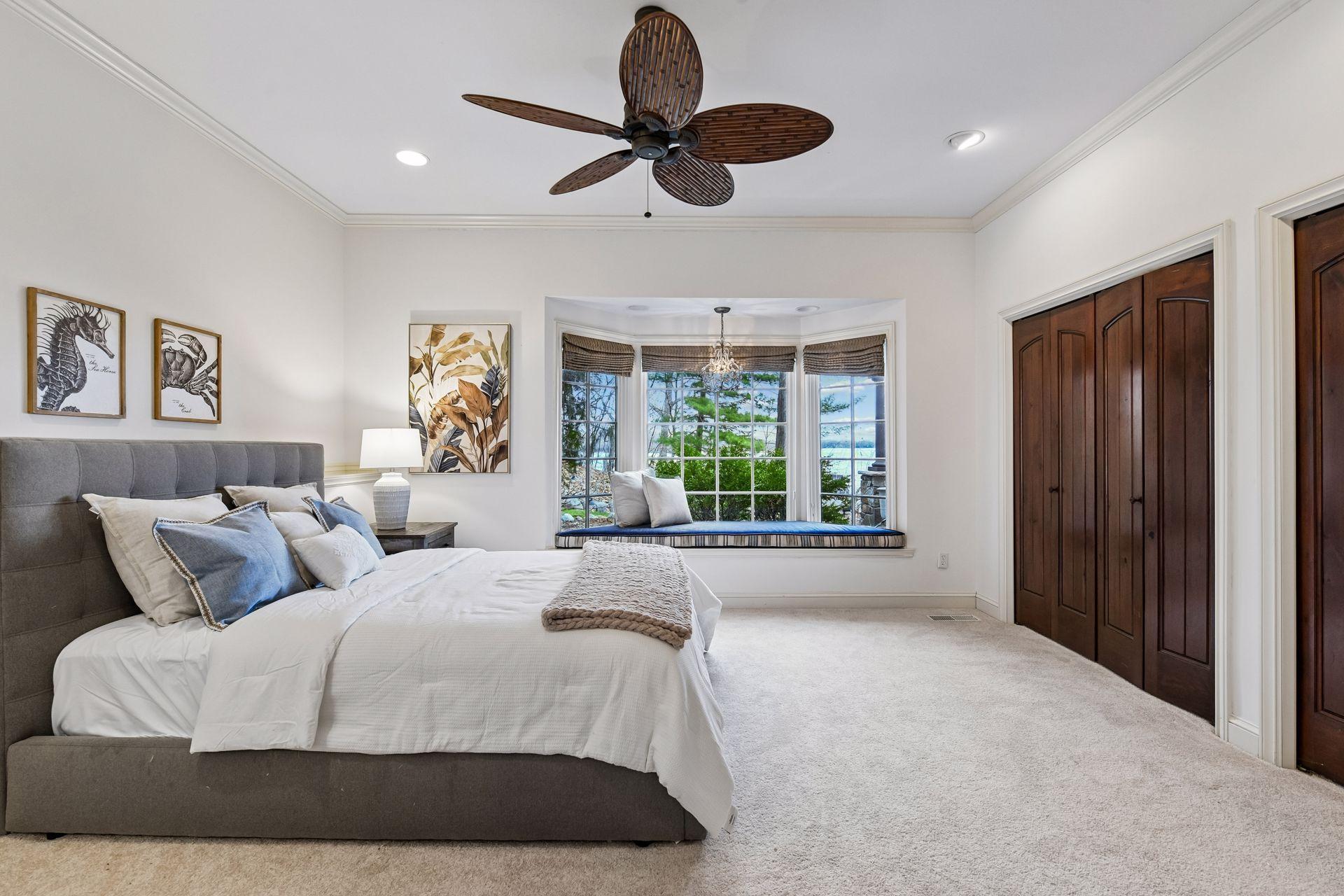 Lower level Bedroom #3 with bay window with lake views, is fabulous!